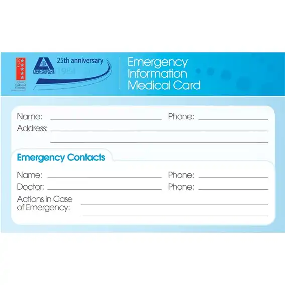 Livingstone Emergency Infomedical Card