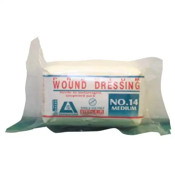 Livingstone Wound Dressing Bandage #14 Medium 12 x 4cm Pad Sterile 31g 12 Pack