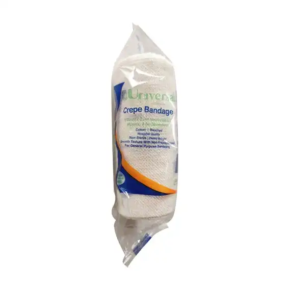 Universal Crepe Bandage 10cm x 2.3m Unstretched 4.5m Stretched Bleached White 12 Pack