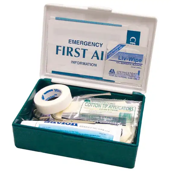 Livingstone Personal First Aid Kit Complete Set In Green Recyclable Plastic Case