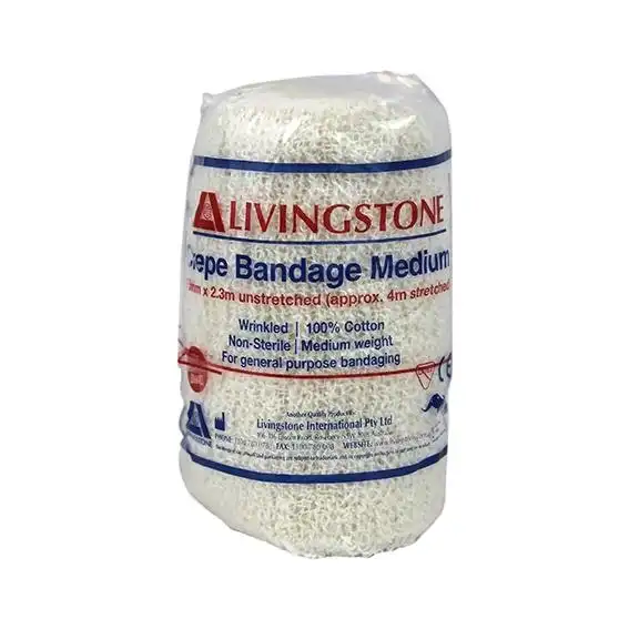 Livingstone Crepe Bandage Medium Weight 10cm x 4m Wrinkled
