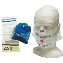 Resus-o-Mask Resuscitation CPR Face Shield, with CPR Guide and Key Ring, in Blue Vinyl Bag, Latex Free, Each x8
