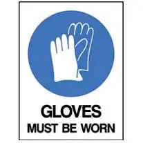 Livingstone Safety Sign "Gloves Must Be Worn" 225 x 300mm Metal