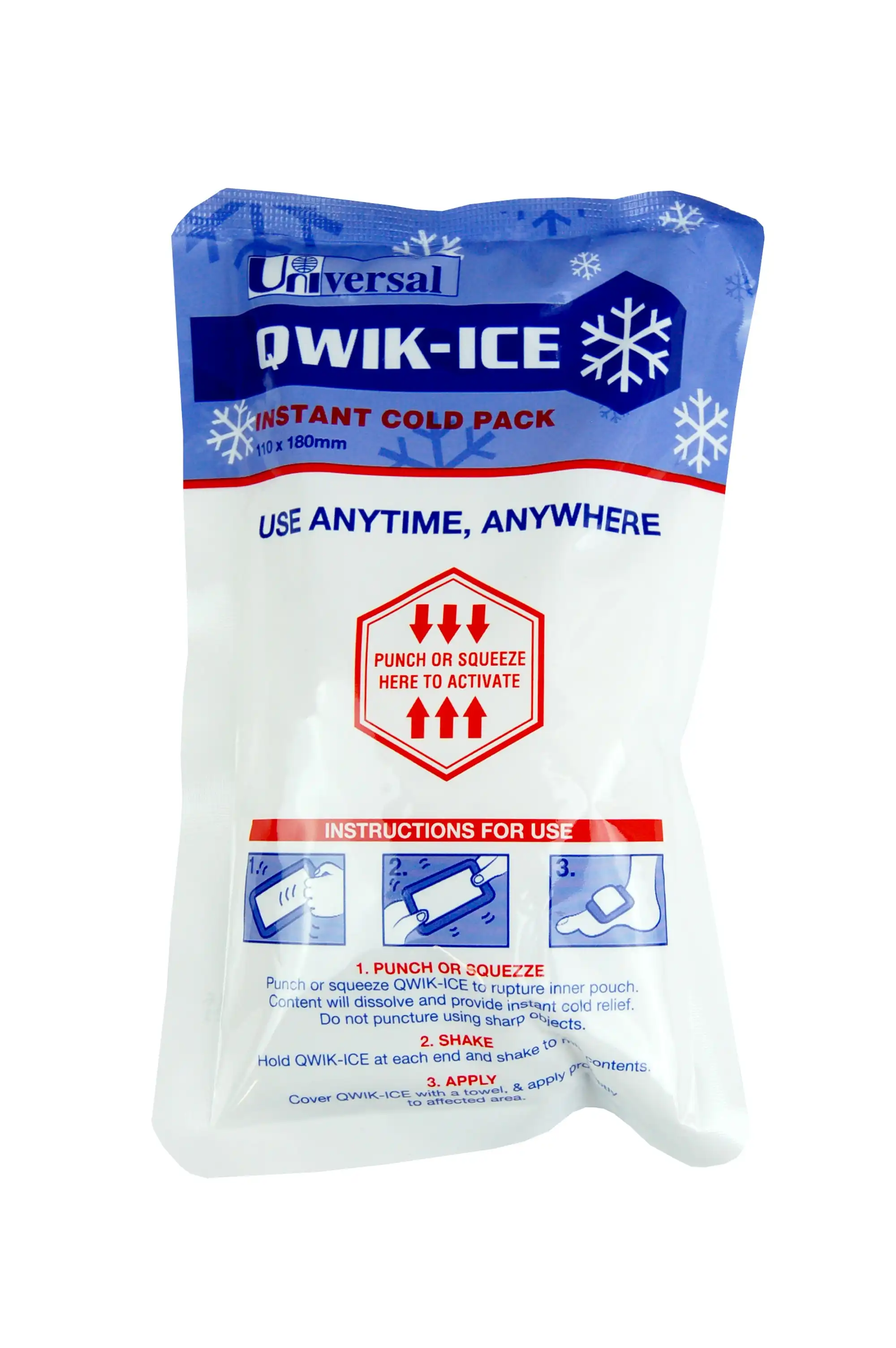 Qwik-Ice Instant Cold Pack 18 x 11cm Recyclable Polyethylene & Nylon Pouch