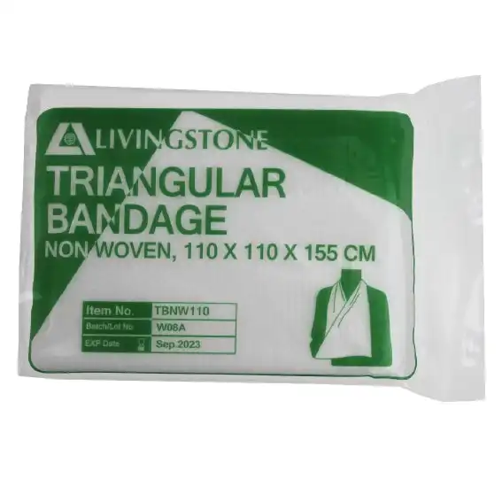 Livingstone Triangular Bandage, Non-Woven, White, 110 x 110 x 155 cm, Each
