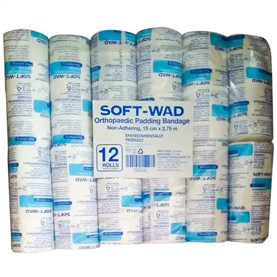 Soft-Wad Orthopaedic Undercast Padding Bandage, 15cm x 2.75m, Non-Adhering Absorbent, Non-Sterile, 12/Pack
