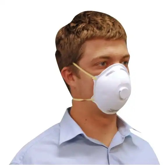 Livingstone N95 Face Mask Respirator w/Air Flow Valve, Cupped Cone, NIOSH 84A-5460, Head Band, Non-Therapeutic, No Fibreglass, Each