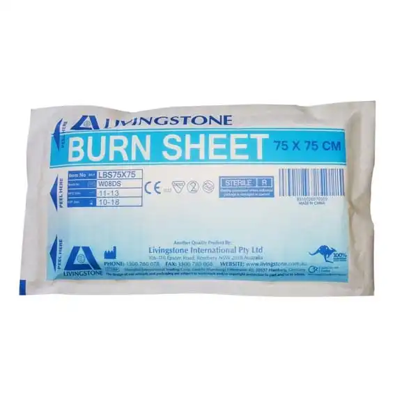 Livingstone Burn Sheet 70% Viscose 30% Polyester 75 x 75cm White Sterile