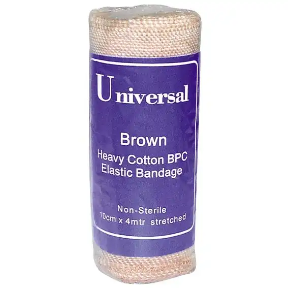 Universal Crepe Bandage 10cm x 2.3m Unstretched 4.5m Stretched Brown
