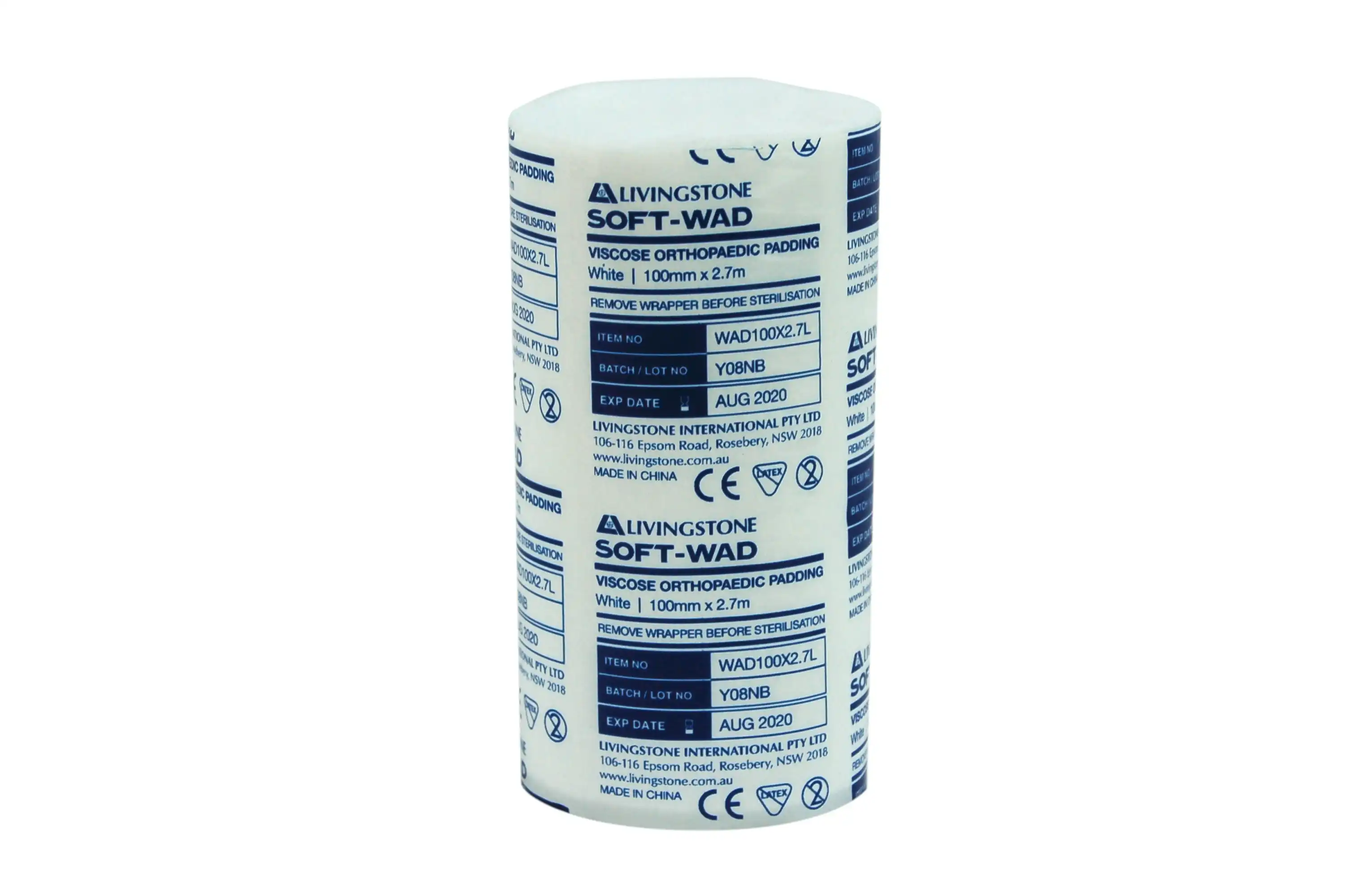 Livingstone Soft-Wad Orthopaedic Undercast Padding Bandage 10cm x 2.7m Non-Sterile Natural White