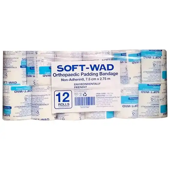 Soft-Wad Orthopaedic Undercast Padding Bandage, 7.5cm x 2.75m, Non-Adhering Absorbent, Non-Sterile, 12/Pack
