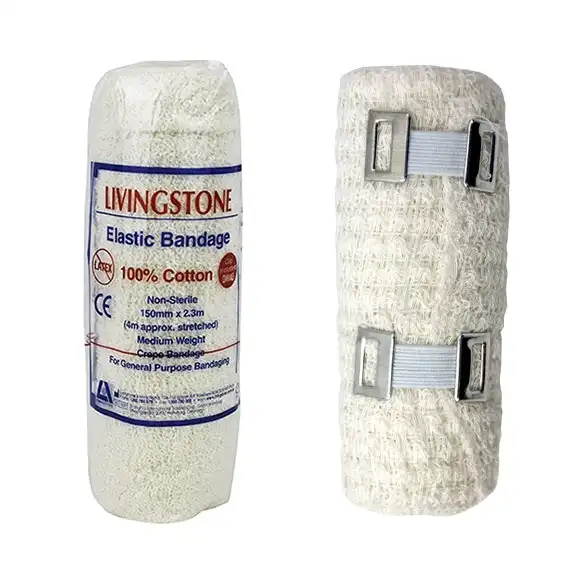 Livingstone Crepe Bandage Medium Weight 15cm x 4m Wrinkled 12 pack