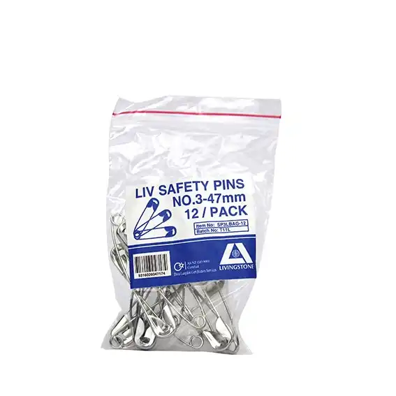 Livingstone Safety Pins No. 3 47mm 12 Bag