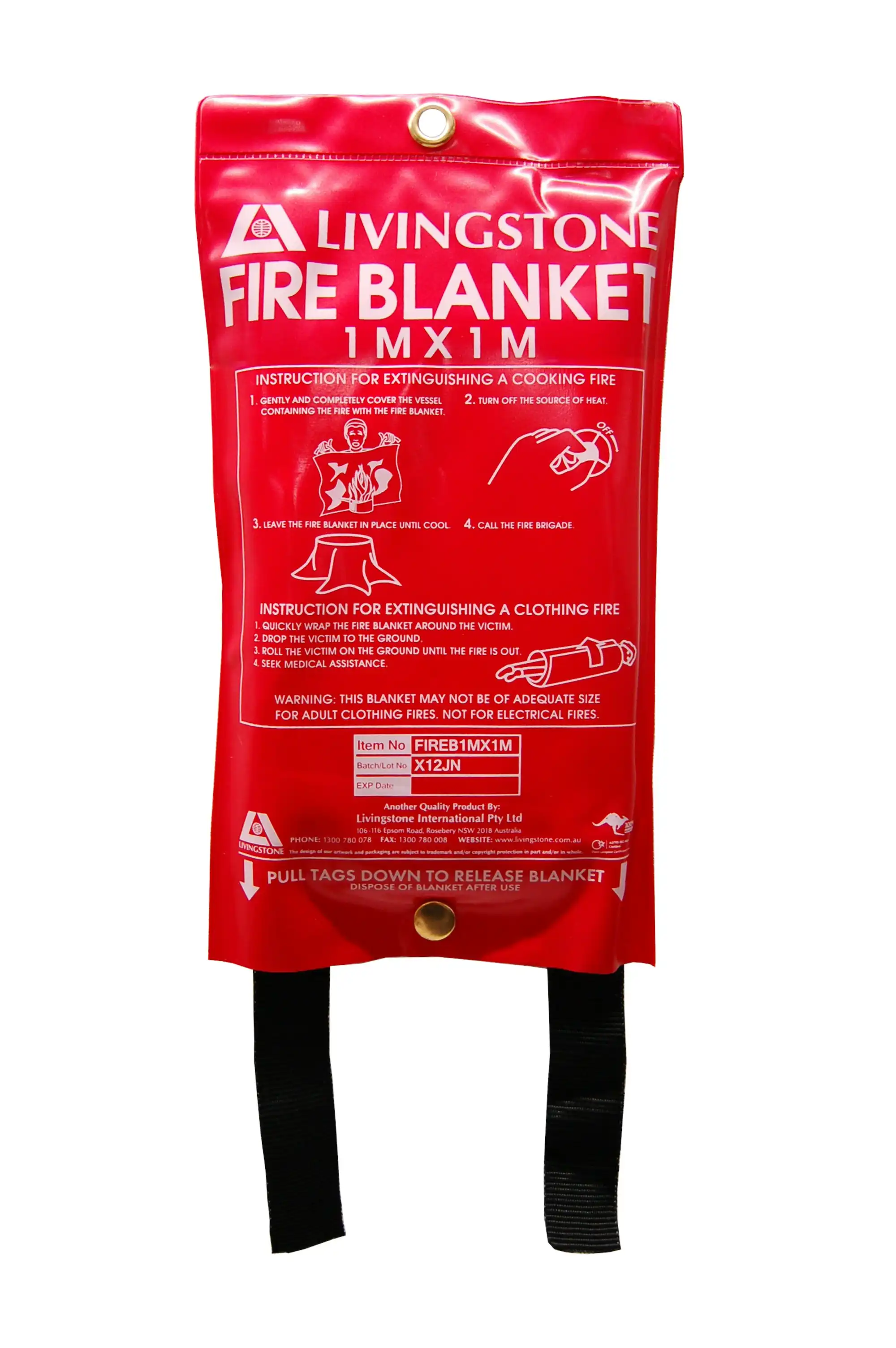 Livingstone Fire Blanket Hanging Case for Quick Pull Down 1 x 1m