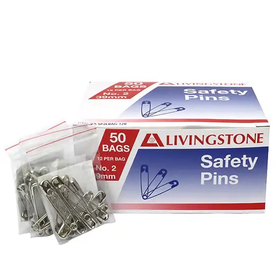 Livingstone Safety Pins No. 2 38mm 12 Pack x50