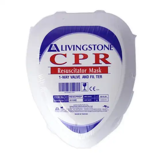 Livingstone CPR Cardio Pulmonary Resuscitation Mask, 1-Way Valve and Filter, Pocket Size Case, Latex Free, Each x5
