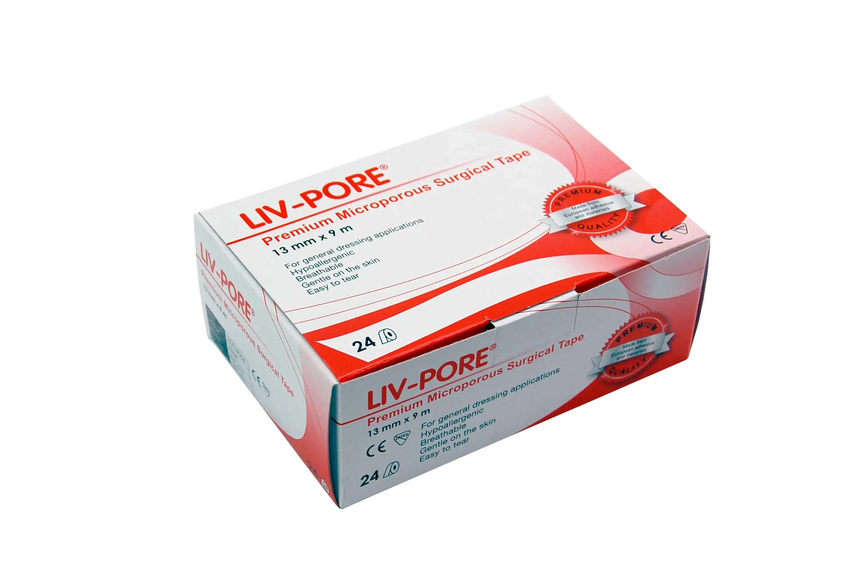 Liv-Pore Premium Microporous Biodegradable Surgical Paper Tape Latex Free 13mm x 9m 24 Box