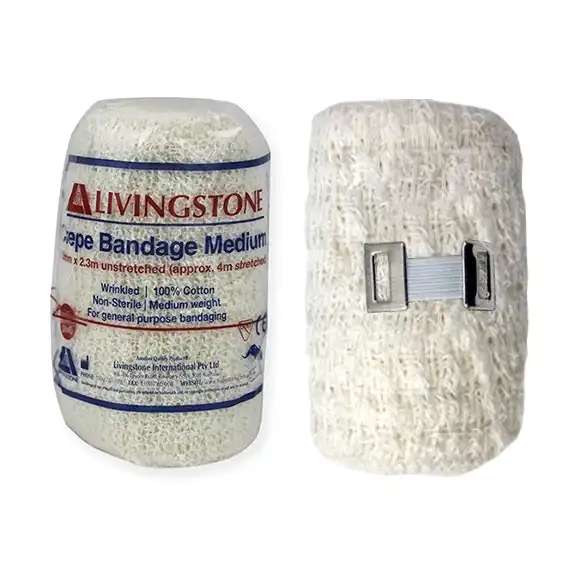 Livingstone Crepe Bandage Medium Weight, 7.5cm x 4m Wrinkled 12 pack