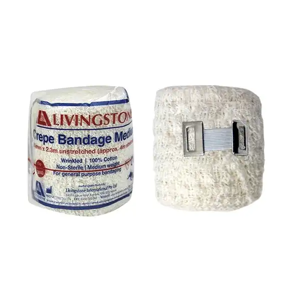 Livingstone Crepe Bandage Medium Weight 5cm x 4m Wrinkled 12 Pack