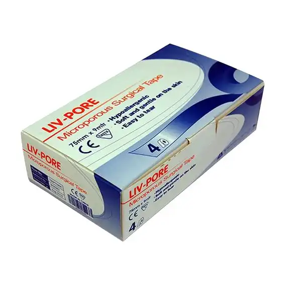 Liv-Pore Premium Microporous Biodegradable Surgical Paper Tape Latex Free 75mm x 9m