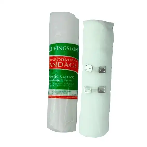 Livingstone Conforming Bandage with Clips 150mm x 4 Metres Stretched Length (1.5 Metres Unstretched)