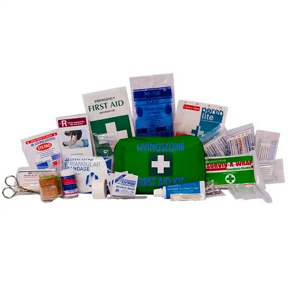 Livingstone Work Vehicle First Aid Kit, Small, 18 x 11 x 7cm Pouch, Green, Complete Set In Nylon Pouch x3