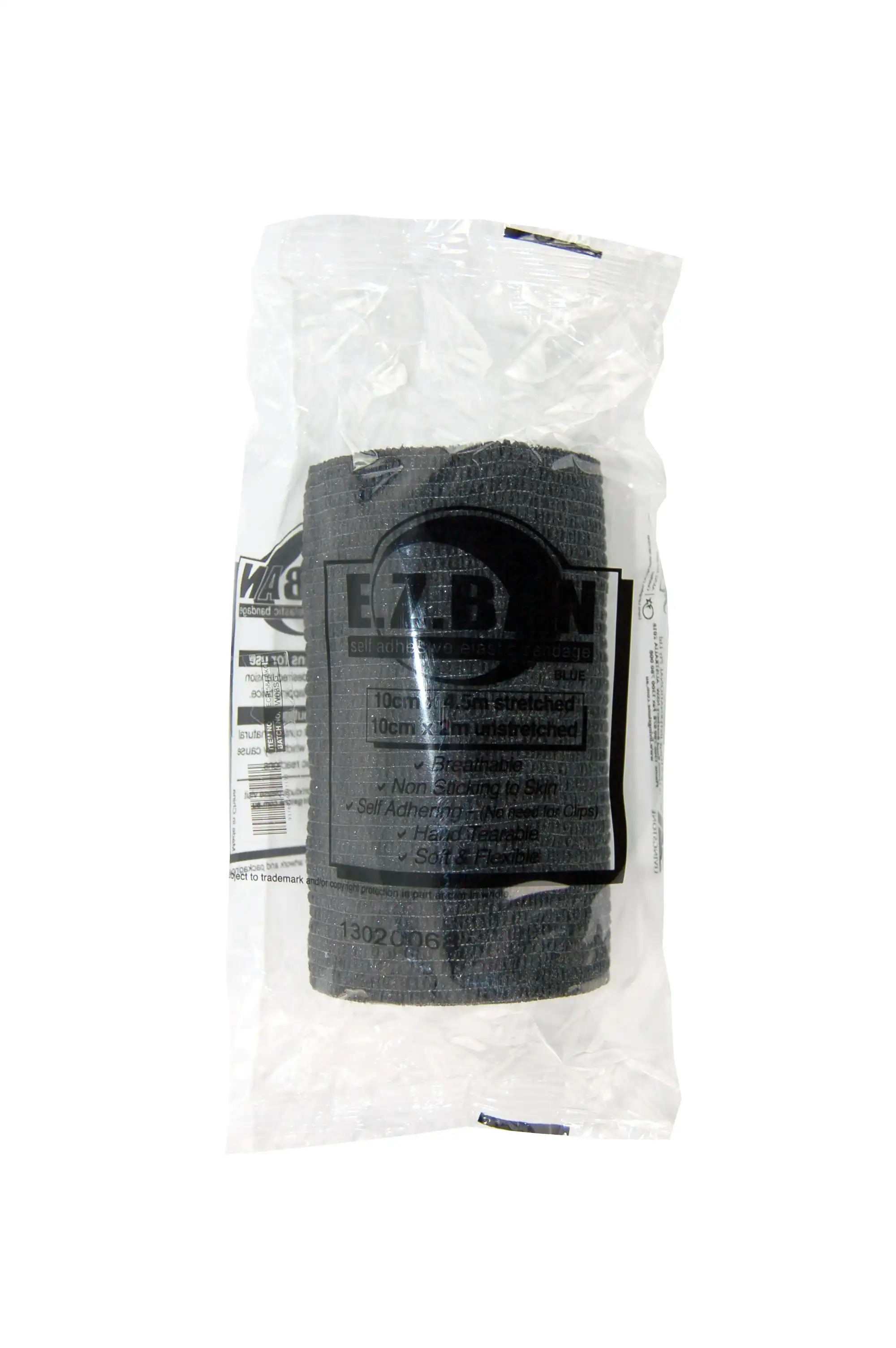 E.Z. Ban Wrap Cohesive Elastic Bandage 10cm x 2m stretch to 4.5m Black