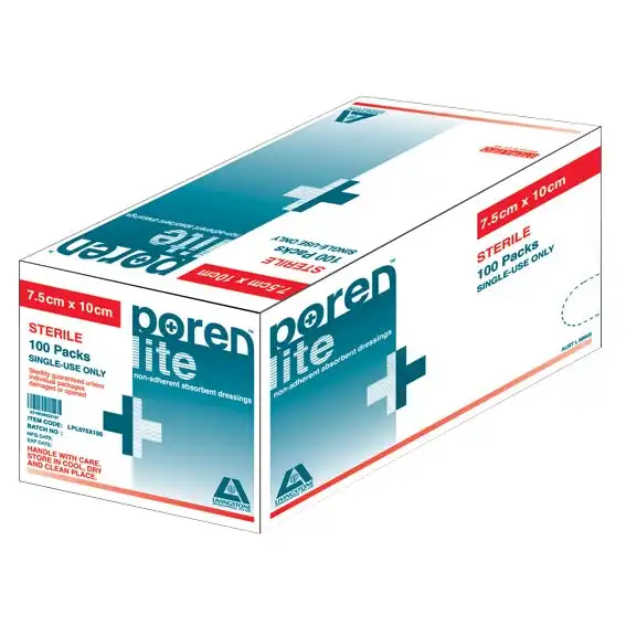 Poren-Lite Non-Adherent Absorbent Dressing 7.5 x 10cm Sterile 100 Box