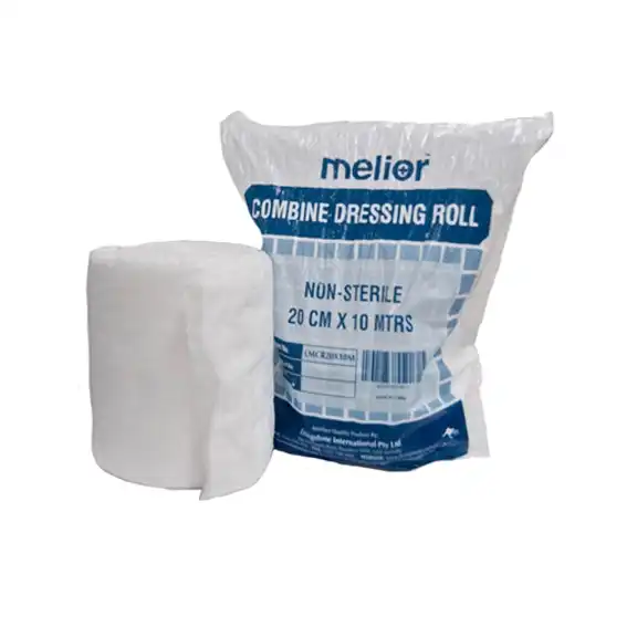Melior Combine Dressing Roll, 20cm x 10m, Nonwoven, Cotton Filled, Non-Sterile, 1 Roll/Bag x21