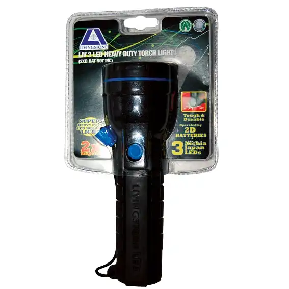 Livingstone 3 LED Heavy Duty Torch Light 2 Pieces D-Size Battery Sold Separately