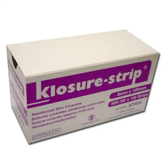 Klosure-Strip Reinforced Wound Skin Closure Strips No. 04 6 x 100mm 5 Pack x10