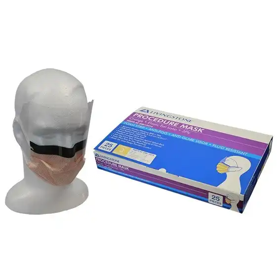 Liv Face Mask with Visor, Level 3, w/ Foam Strip, Anti-Fog, Fog Free, Earloop, Latex Free, Non-Therapeutic, Orange, No Fibreglass, Each