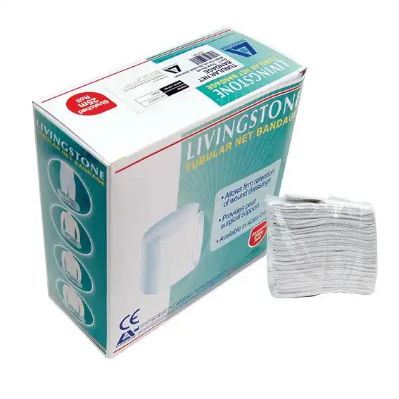 Livingstone Tubular Net Bandage Size J No. 7 Small Trunk Flat Width 68mm 7.5m (unstretched) 25m (stretched)