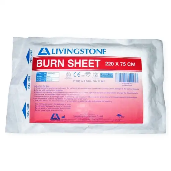Livingstone Burn Sheet 70% Viscose 30% Polyester 220 x 75cm White Sterile