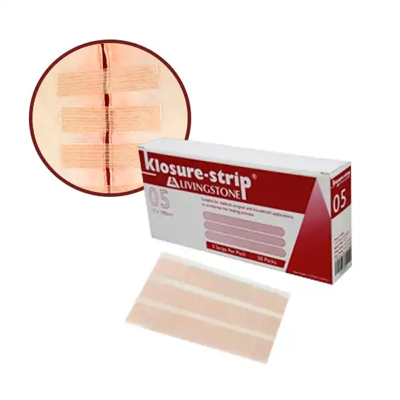Klosure-Strip Livingstone Reinforced Wound Skin Closure Strips No. 05 13 x 100mm 3 Pack 50 Box