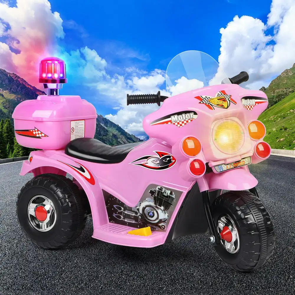 Alfordson Ride On Car Kids Police Motorcycle 6V Electric Toy 25W Motor MP3 Pink