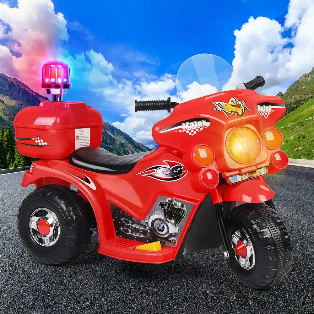 Alfordson Ride On Car Kids Police Motorcycle 6V Electric Toy 25W Motor MP3 Red