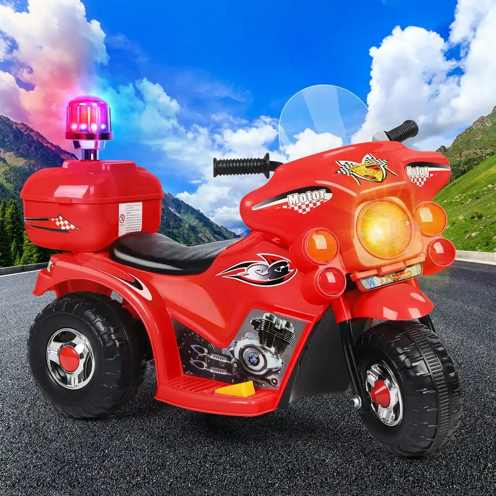 Alfordson Kids Ride On Car Police Motorcycle 6V Electric Toy 25W Motor MP3 Red