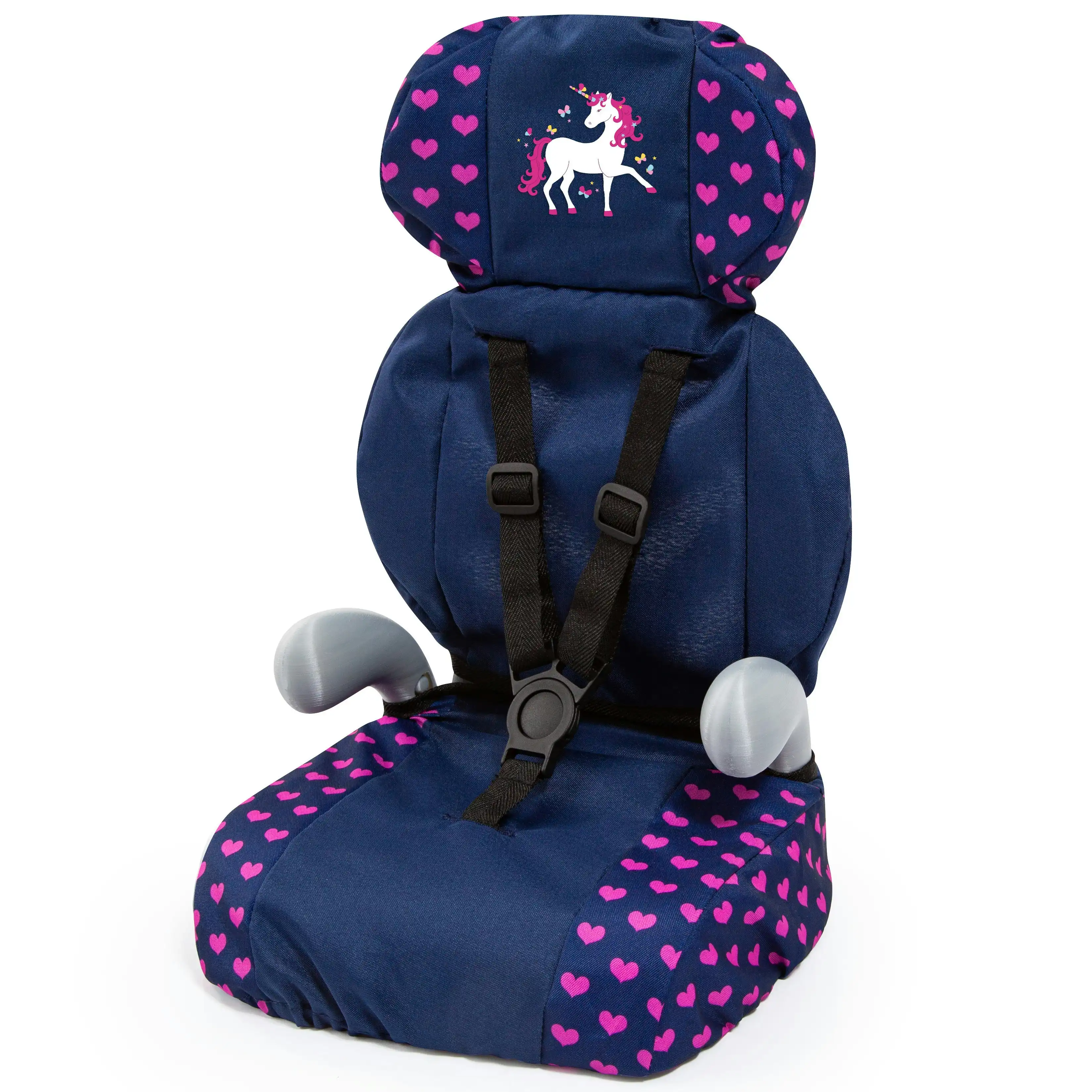 Doll Car Booster Seat Pink Hearts and Unicorn