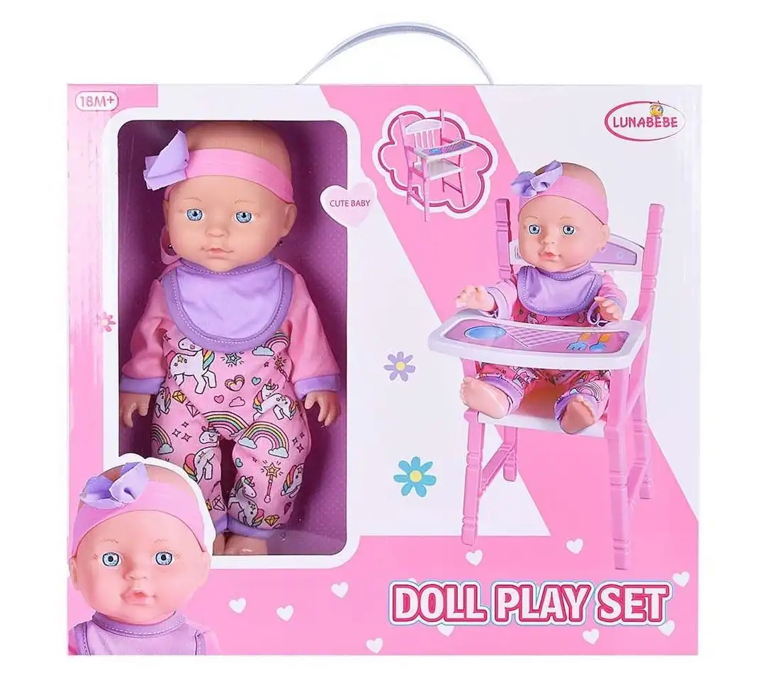 Baby Doll with High Chair 28cm