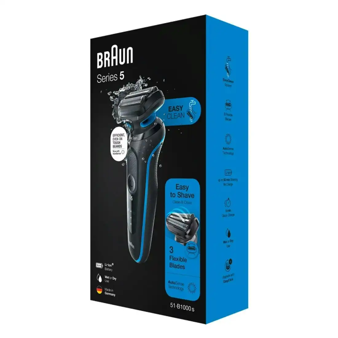Braun Series 5 51-B1000s Wet & Dry Electric Shaver - Blue