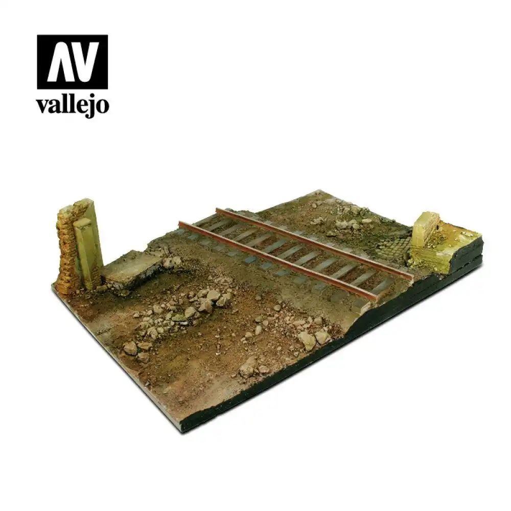 Vallejo Scenics Bases 1/35 - 31x21 Country road cross with railway section Diorama Base