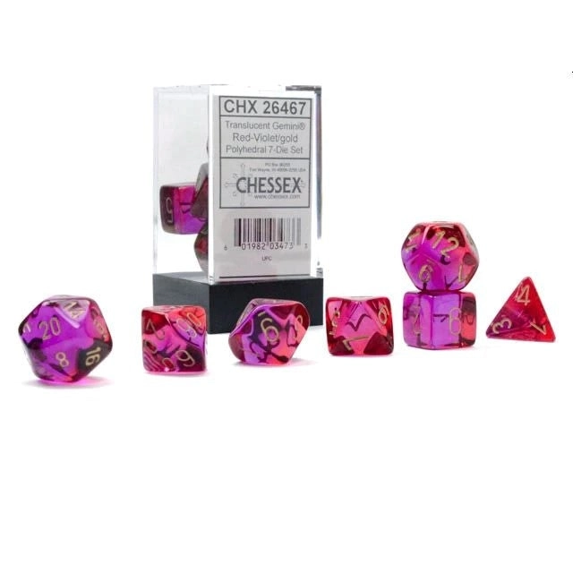 CHX 26467 Gemini Translucent Red-Violet/gold Luminary 7-Die Set