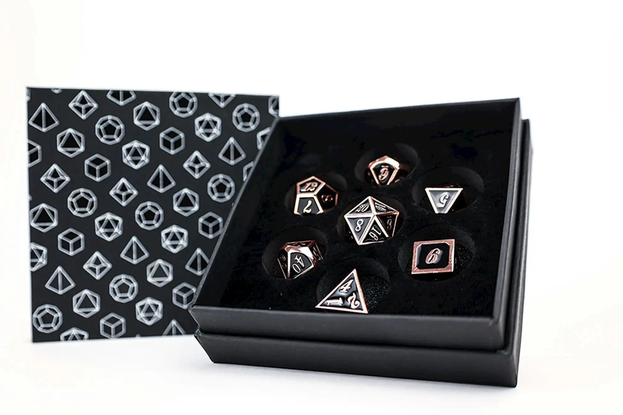 LPG Dice Set - Metal RPG Serif Black/Brass