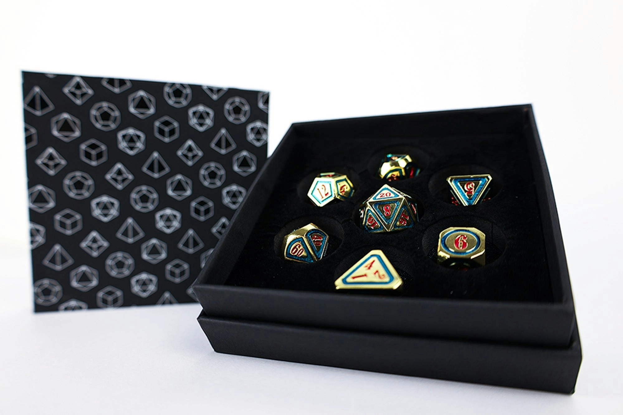 LPG Dice Set - Metal RPG Concentric Red/Green/Gold