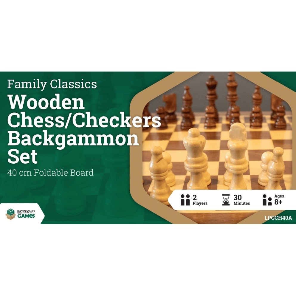 LPG Wooden Folding Chess/Checkers/Backgammon Set 40cm