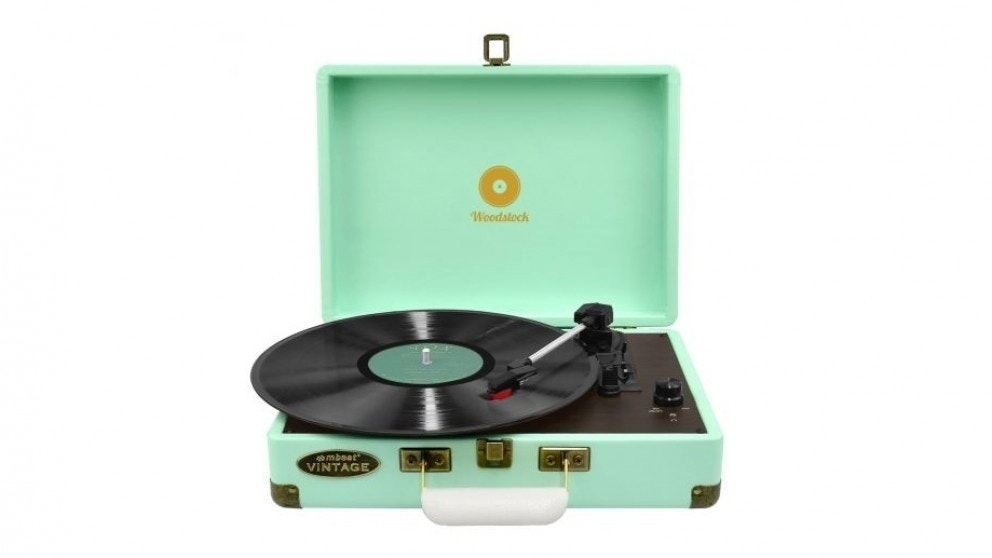 mBeat Woodstock Retro Turntable Player - Tiffany Blue