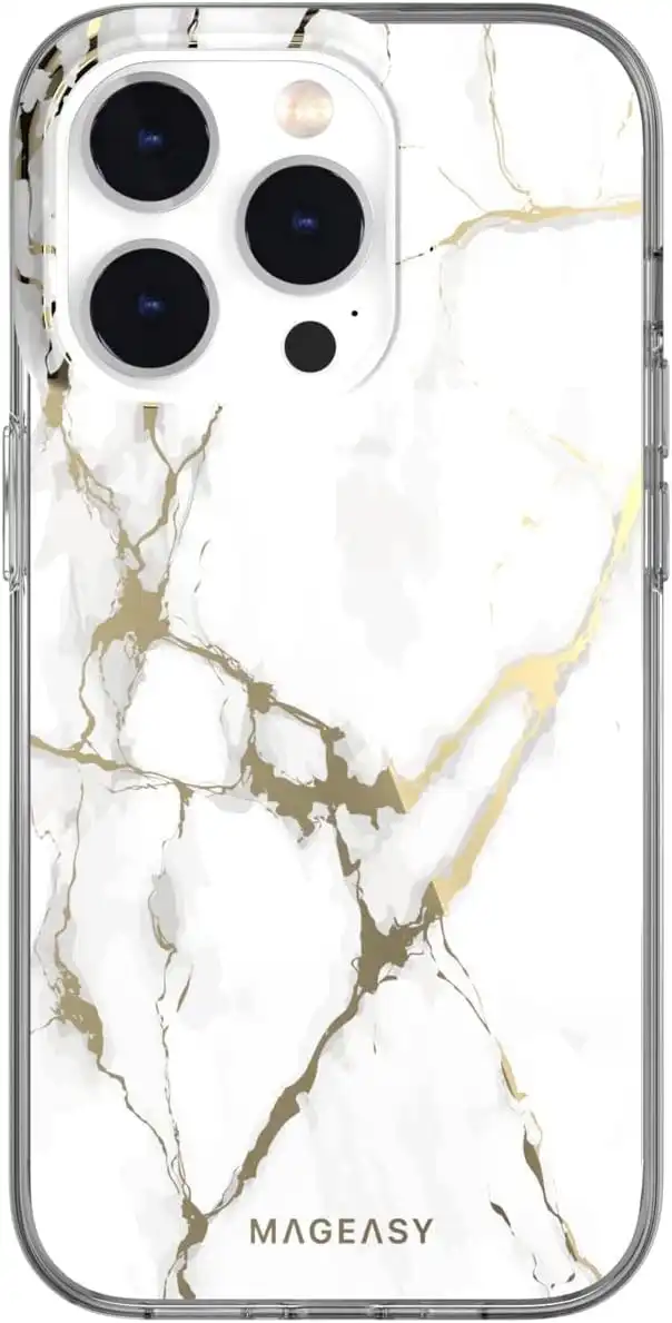 MagEasy Marble Case (magsafe) For Iphone 14 Pro - Champagne White