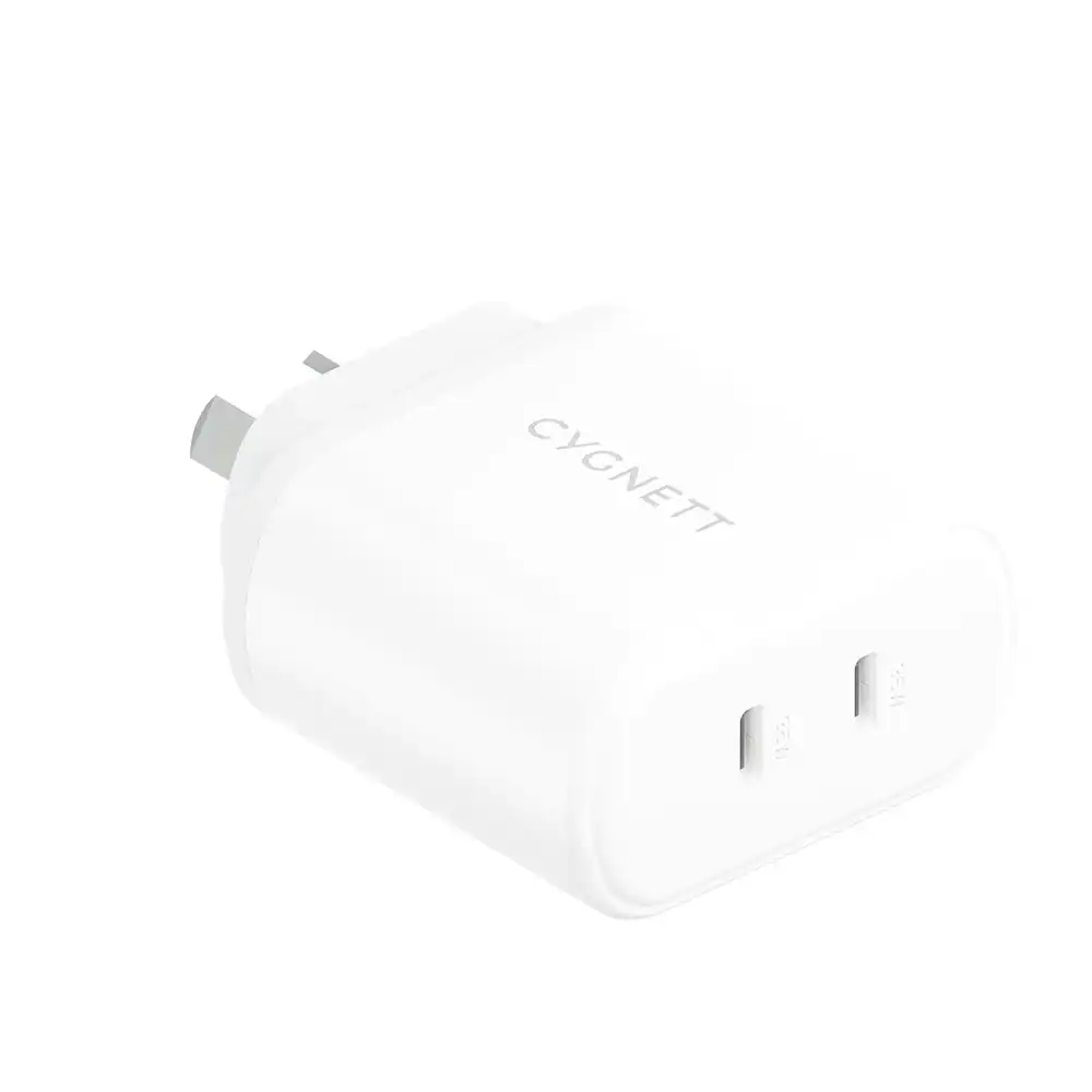 Cygnett Powerplus 35w Usb-c Pd Dual Port Wall Charger - White