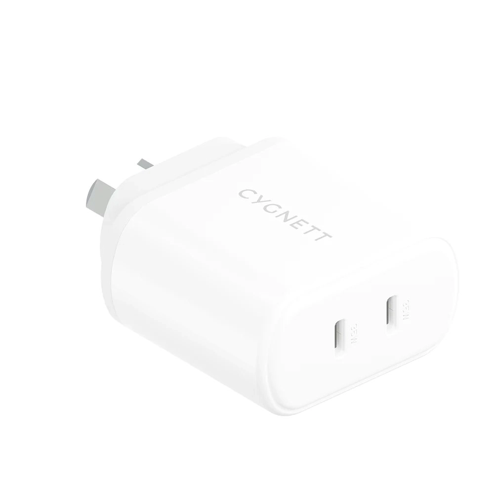 Cygnett Powerplus 35w Usb-c Pd Dual Port Wall Charger - White